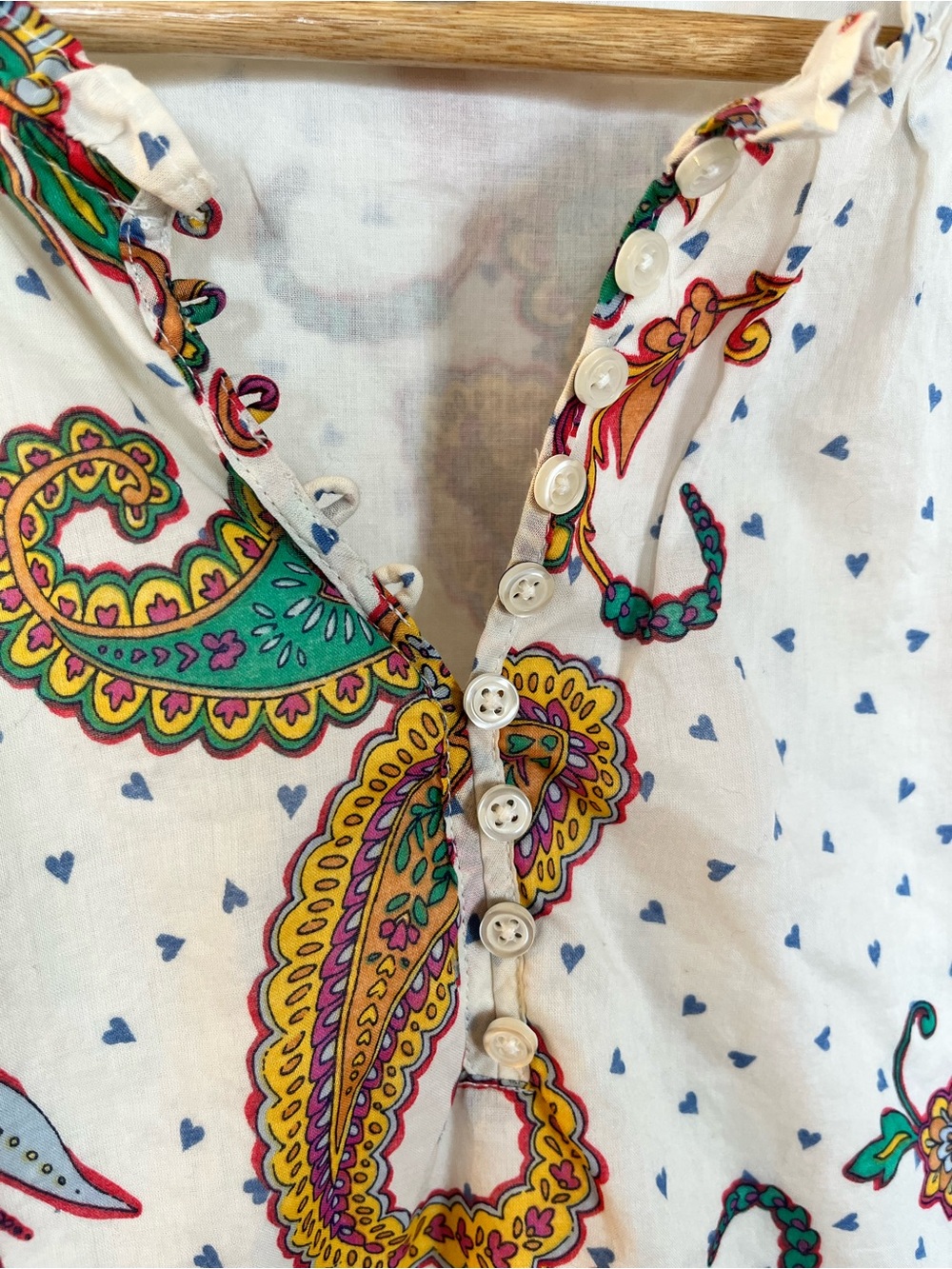 Talbots 100% Cotton Paisley Print Flutter Short Sleeves Hearts XL - Picture 4 of 8
